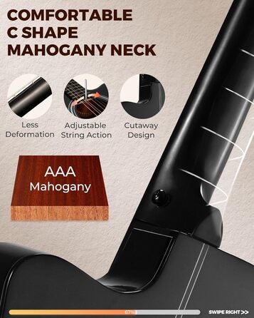 Акустична гітара Fesley X Kit FD60C, 41 дюйм, 6 струн, чорний колір, для початківців, з аксесуарами