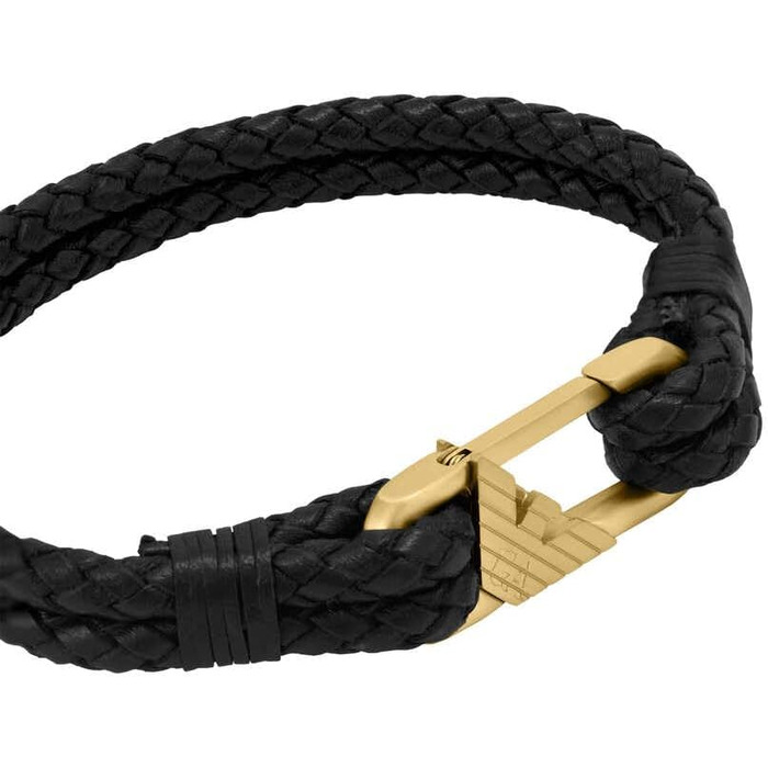 Чоловічий браслет Emporio Armani з нержавіючої сталі або шкіри з застібкою-ланцюгом (кремове золото та чорний)