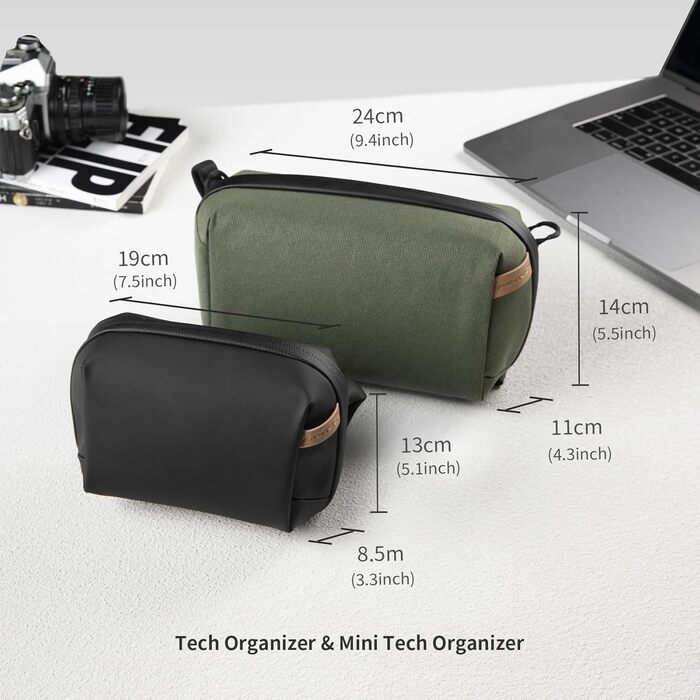 PGYTECH Pouch Tech Electronic Organizer Bag, Waterproof Cable Bag, Multifunctional Travel Bag for Action Cameras such as Insta360 X4, Cables, Charger, Battery, Power Bank, SD Card Accessories, Black