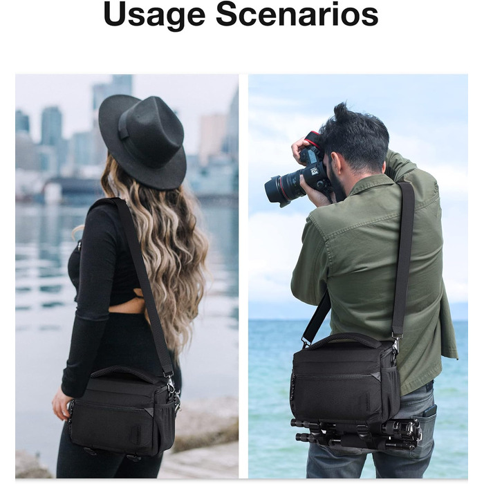 Сумка для камери Bagsmart: водонепроникна фотосумка для DSLR/SLR з дощовиком, чорна