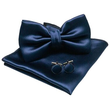 Метелик для чоловіків JEMYGINS з краваткою-бабочкою та нагрудною хустиною, комплект, темно-синій (5)