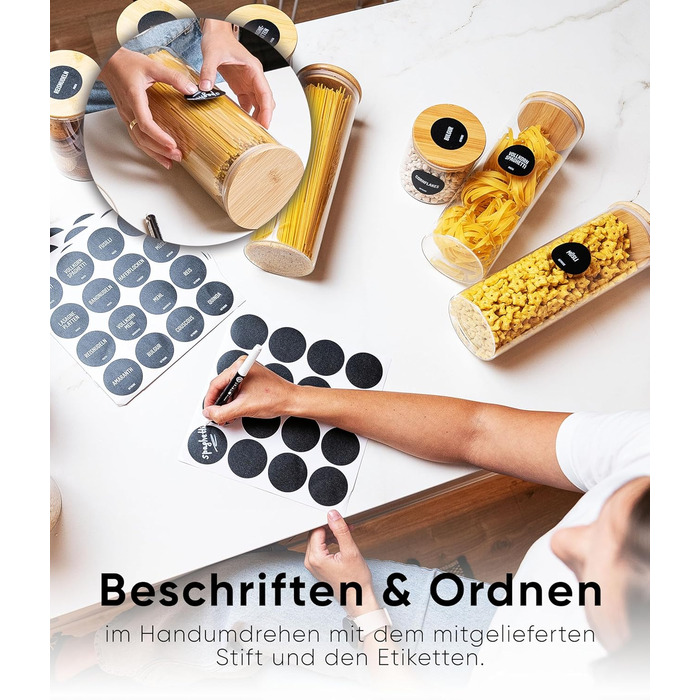 Набір контейнерів для зберігання Deco haus® 2 шт. 1.3л (з етикетками) - для кави, цукру, борошна, мюслі