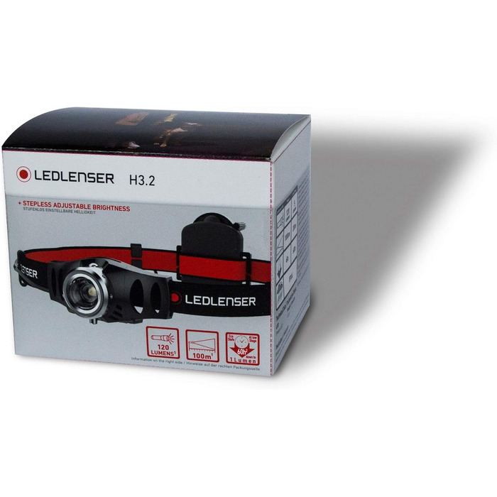 Ліхтар налобний Ledlenser H3.2, LED, фокусування, 120 лм, диммер, дальність 100 м, 3xAAA, батарейки в комплекті