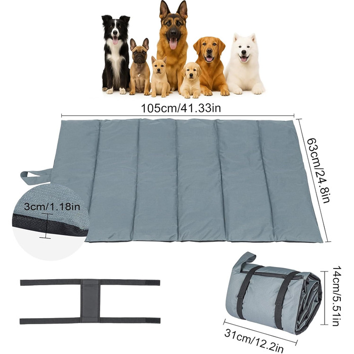 Підстилка для собак MorNon 105 x 63 см: водонепроникна, для подорожей, кемпінгу, м'яка та зручна