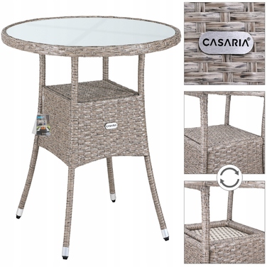Круглий стіл Casaria з техноротанга, 60 x 60 x 74 см