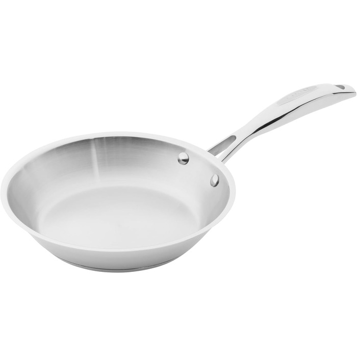 Набір сковорідок SCANPAN STS з нержавіючої сталі 20+28 см | Багатофункціональні сковороди з індукційним дном та алюмінієвим ядром, похилі борти | Сковороди для всіх типів плит | Придатні для духовки (20 см)