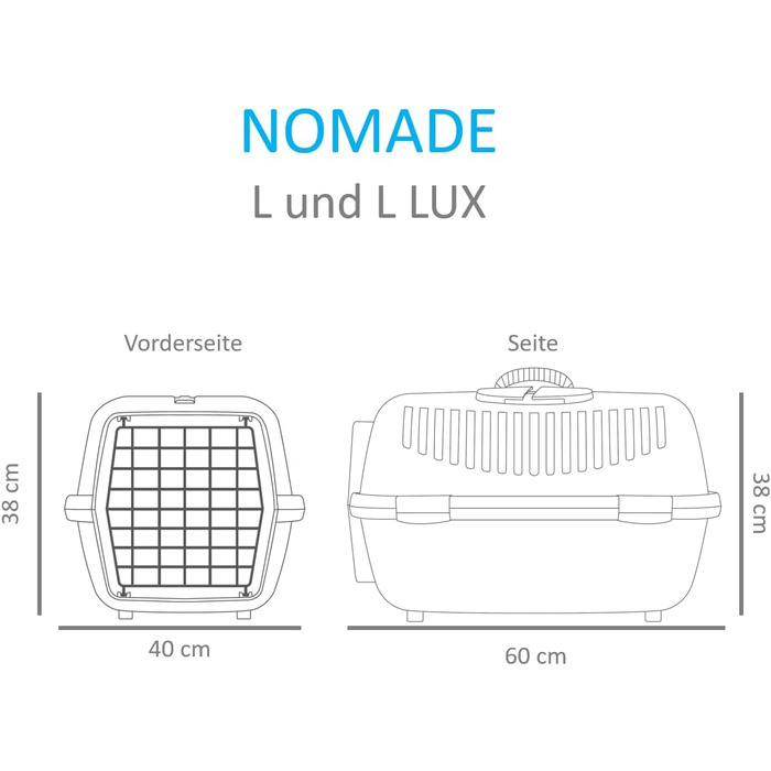 Транспортний бокс для котів та собак Noade 2 - міцний бокс з поліпропілену, 55x36x35 см, до 8 кг