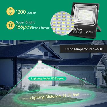 Aigostar 50W Solar Flood Light Outdoor, Super Bright LED Floodlights with Solar Panel, Cold White 6500K, IP66 Protection Grade Solar Spotlight Searchlight Outdoor Spotlight for Garden, Door, Yard, Garage, etc., 2 Pack (200 Watts)