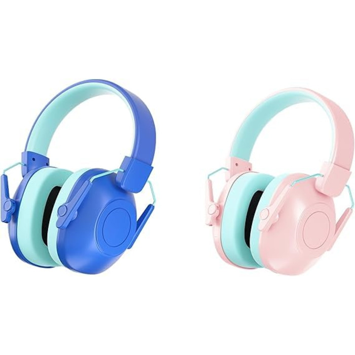 Навушники для захисту від шуму для дітей, навушники для дітей з аутизмом, пасивний захист вух для учнів початкової школи, регульовані навушники для концертів (блакитний+рожевий)
