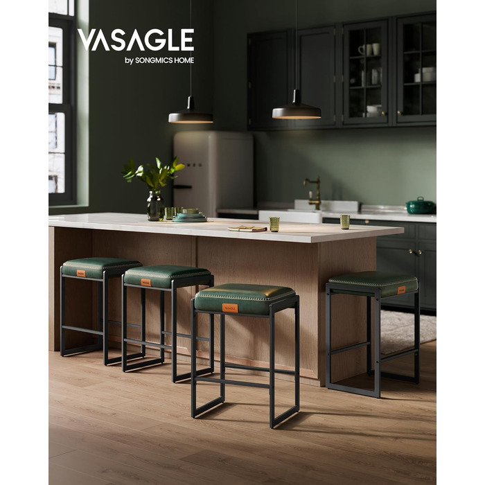 Барні стільці VASAGLE EKHO - комплект з 2 шт., штучна шкіра, стиль Mid-Century Modern, 66 см, для дому, LBC086B01 (Хвилинний)