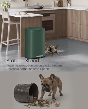 Відро для сміття SONGMICS 50 л, з педальним механізмом, сталеве, з м'яким закриттям, для кухні (Vintage Green)