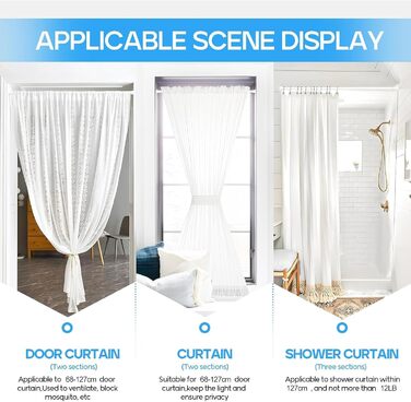 Штанга для карниза без свердління, 113-196 см. Телескопічна штанга для душу, фіранки, вікна, кухні, шафи. (71-122 см, 4 шт., білий)