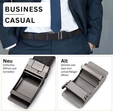 Чоловічий шкіряний ремінь Frentree з автоматичною пряжкою, 35 мм, без отворів, регульований (125 см, обхват талії 91-106 см)