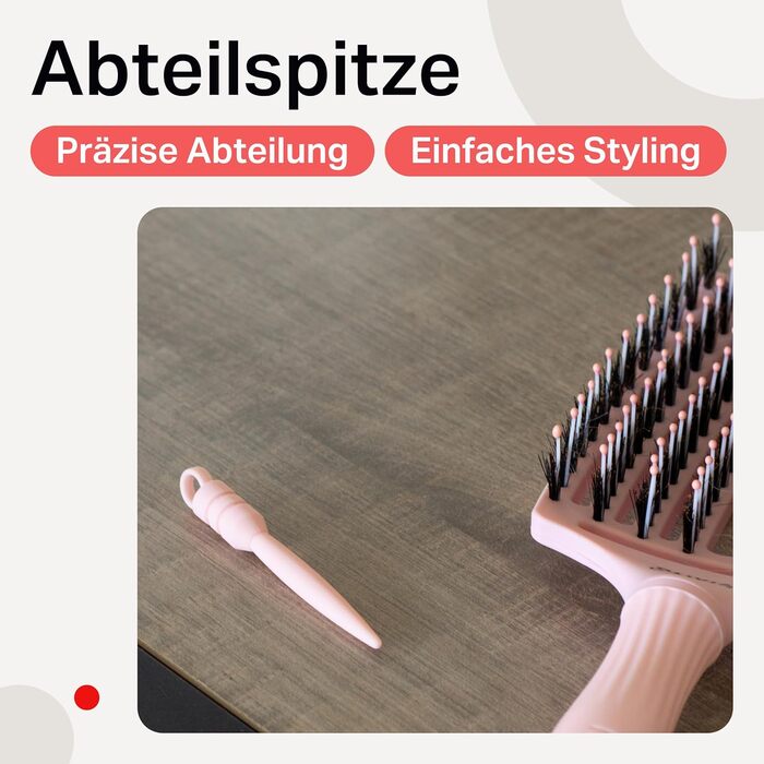 Щітка для волосся Olivia Garden Care Iconic з щетиною кабана та нейлону - для блиску та гладкого укладання (Пастельно-рожевий, Large)