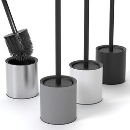 Тойлетний щітка SAVEGA з силікону та нержавіючої сталі - антибактеріальна, з тримачем, сірий колір
