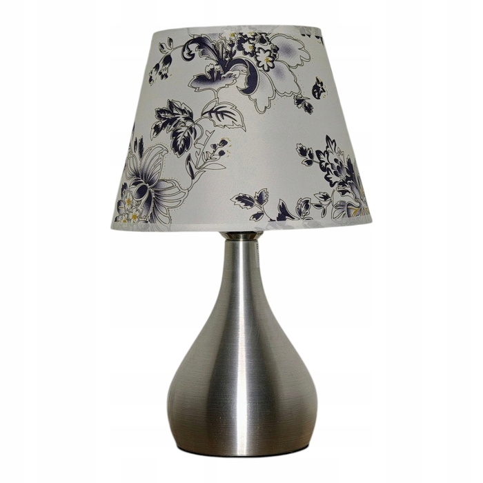 Сенсорна настільна нічна лампа з LED-абжуром, срібляста