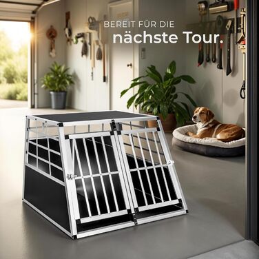 Транспортна переноска для собак tectake® Double XL - переноска для 2 собак, алюміній, 97 x 90 x 69,5 см