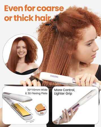 Професійний випрямляч для волосся Faszin 2-в-1 з титановим покриттям та іонами, LCD-дисплей, швидкий нагрів (20 сек), для випрямлення, локонів та укладання