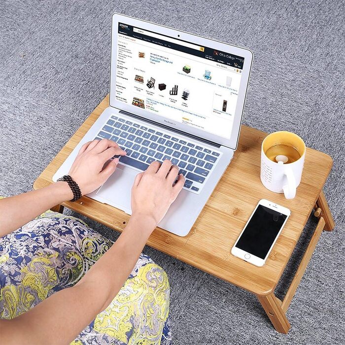 Столик для ноутбука BAKAJI: регульований, складний, 55x35x29 см