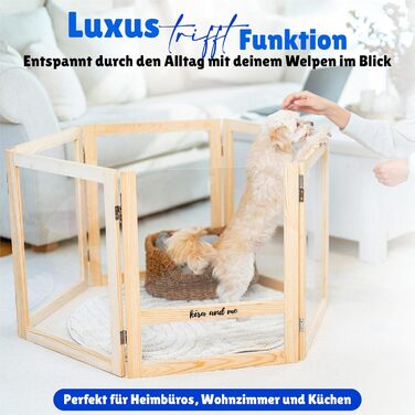 Кізовий вольєр для цуценят Emma Hundelaufstall: міцне дерево, акрилове скло, мобільний загін для собак, сучасний дизайн, 60 см у висоту