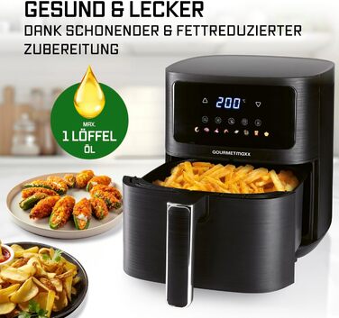 Фритюрниця повітряна Gourmetmaxx AirGenius 9 л з 2 відсіками | 8 програм | Сенсорний дисплей | Для 8 осіб