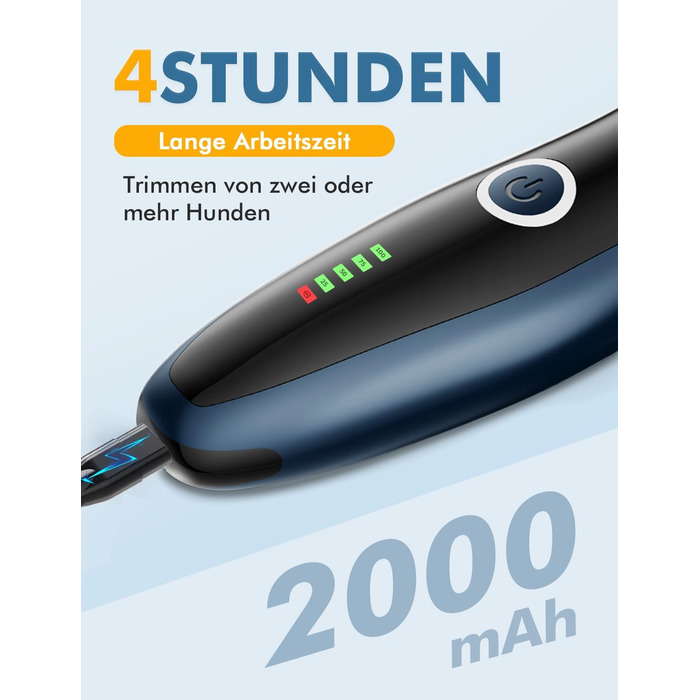 Професійна машинка для стрижки собак та котів Leise, набір, IPX7, для довгої шерсті, електрична