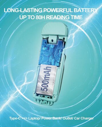 LED-ліхтарик для читання Wiederaufladbares Buchlicht: ультралегкий, з 3 кольорами та 5 рівнями яскравості, диммер, модний, портативний, для книголюбів (Синій)