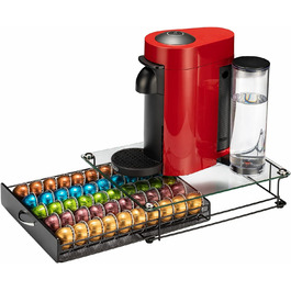 Тримач для капсул Vertuo Rice Rat для Nespresso Vertuo, 50 капсул, чорний, скляний каркас (прозорий)
