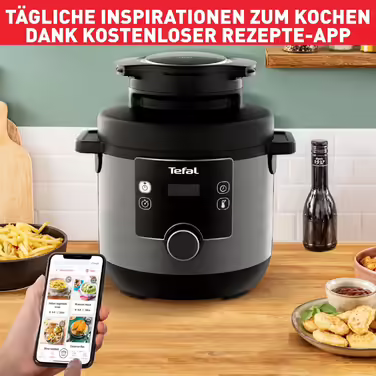 Мультиварка-скороварка Tefal CY7788 Turbo Cuisine & Fry, 7,6 л, 14 програм, фритюрниця, з додатком рецептів