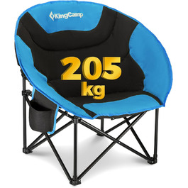 Крісло для кемпінгу KingCamp Moonchair XXL: зручне, м'яке, для відпочинку на природі, саду, риболовлі. Макс. 205 кг, з кишенею для напоїв та високою спинкою (Блакитний)