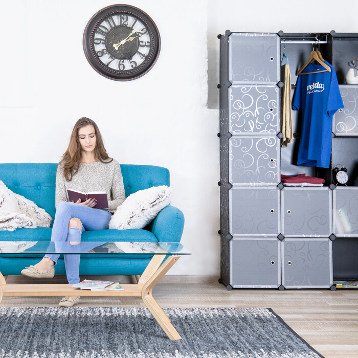 Relaxdays Clothes Cabinet Modular System with 12 Compartments