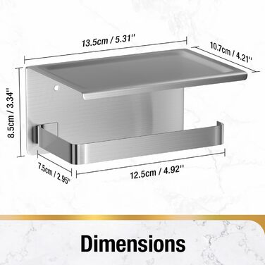 Тримач туалетного паперу HITSLAM без свердління, нержавіюча сталь з полицею, самоклеючий, для ванної кімнати