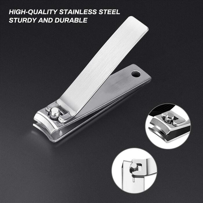 Набір для манікюру та педикюру CestMall 21 шт. з нержавіючої сталі. Професійний набір для манікюру та педикюру з нержавіючої сталі для чоловіків та жінок. Набір інструментів для догляду за нігтями з шкіряним кейсом, чорний