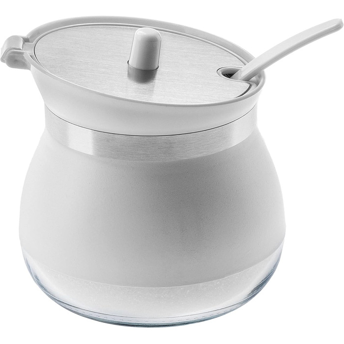 Цукорниця KADAX з ложкою, 270мл, контейнер для цукру з порошковим покриттям, 9x9см, цукрониця в 2 кольорах, дозатор для спецій з кришкою для чаю, цукру (білий)