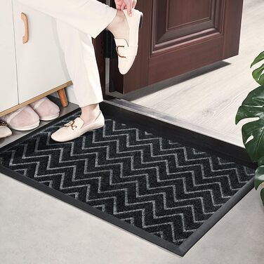 Гумовий килимок Purejoy 60x90 см для дому та вулиці. Нековзкий, миється, для входу. Темно-сірий, для низького порогу.