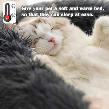 М'яке кругле ліжко для собак та котів з плюшу - Donut. Зручне собаче гніздо, кошик для котів. Можливість прання. Розміри S/M/L/XL/XXL (XXL-80cm, L 60 x 60 x 20 cm). Колір: темно-сірий.