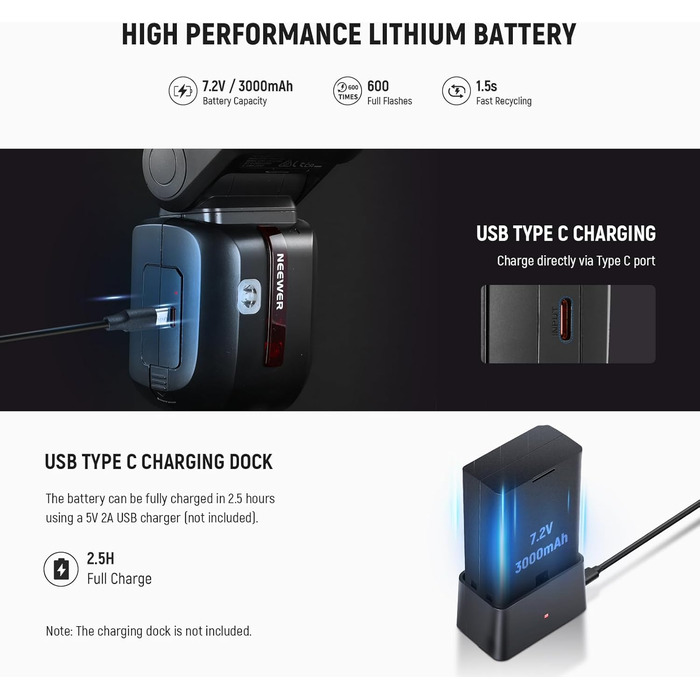 NEEWER Z2-N: Світловий проблиск Speedlite 2.4G TTL для Nikon з моделюючою лампою, швидким перемикачем TCM, HSS 1/8000s, акумулятор 2600mAh