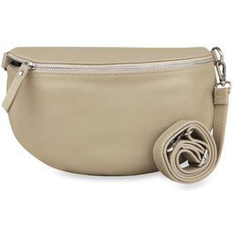 Сумка-бананка жіноча Frentree зі шкіри, Італія, крос-боді, Taupe (срібло), Maxi