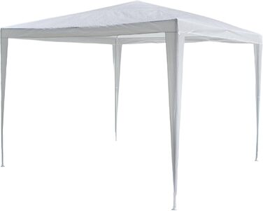 SONLEX Garden Pavilion 3 x 3 m, waterproof, including pegs, guy ropes, corner connectors, material PE tarpaulin 110 g/m², painted metal frame, tool-free pop-up system assembly, white