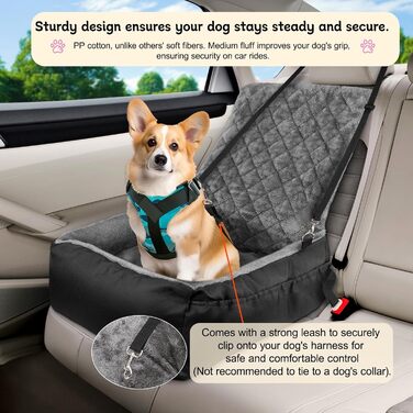 Автокрісло для собак SIVEIS – зручне ліжко з плюшу та кишеню для зберігання, чорне