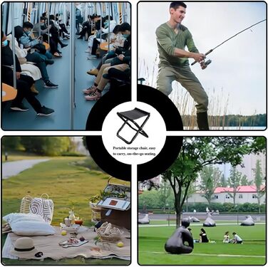 Зручний складаний стілець для кемпінгу Kiuiom: рибалка, пікнік, трекінг, полювання, туризм. Чорний. Максимальне навантаження 220 фунтів.