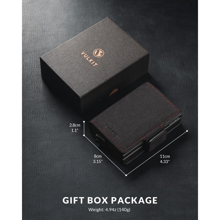Чохл для карток VULKIT: шкіряний картхолдер для чоловіків з RFID захистом (темно-сірий нубук)