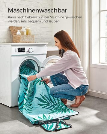 Пікнік килимок SONGMICS 200x200 см водонепроникний, складний, машинне прання, для кемпінгу, парку, саду, пляжу, візерунок папороть, сірий і блакитний