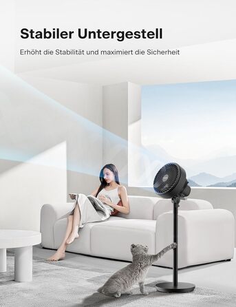 Вентилятор торнадо PELONIS з дистанційним керуванням, сенсорним дисплеєм, 3D циркуляцією, тихий (36.5dB), потужний (10м повітряний потік), регульована висота (60/111см), 4 швидкості з таймером, знімний захисний гріт, поворотний, 76см, чорний