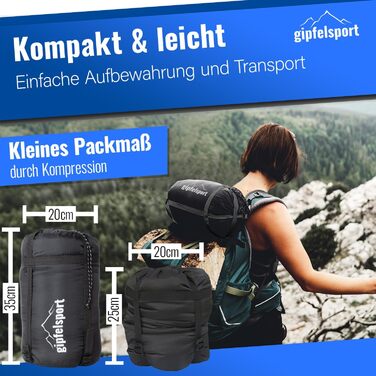 Сплячий мішок Gipfelsport Ultraleicht 4 сезони [-20°C - 15°C] | Чорний/Синій | Ultralight, для трекінгу, кемпінгу та подорожей