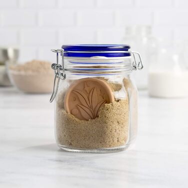 Goodful Brown Sugar Saver and Softener, Blatt-Design, reusable, terracotta disc, 2 pack, clay