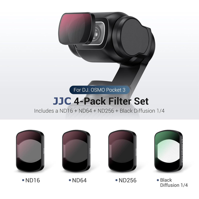 Набір магнітних фільтрів JJC для DJI Osmo Pocket 3 (6 шт): ND8, ND16, ND32, ND64, ND256 та CPL-поляризаційний фільтр для екшн-камери