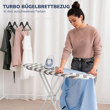 Бюгельний чохол універсальний 125x45 см, товста бавовна, комплект з допоміжними аксесуарами для прасування (фіксатор, натягувач, покривало) - сірий, для парових прасок