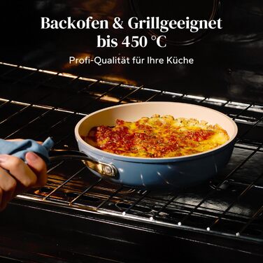 Набір сковорідок Redchef з керамічним покриттям, алюміній, 20/24/28 см, для всіх типів плит, антипригарне покриття, без PTFE, PFOA, PFAS, сумісний з індукцією, підходить для духовки, блакитний