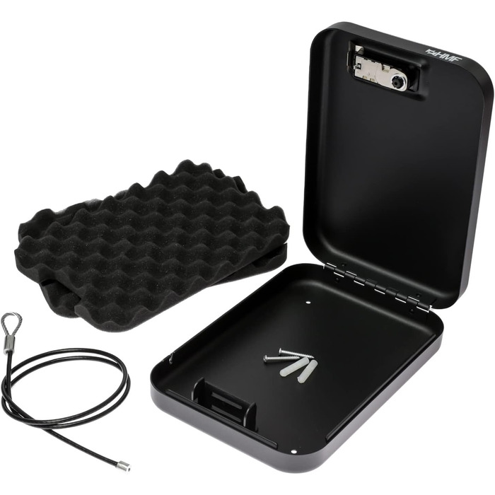 Сейф з кодовим замком HMF 316-02, переносна скринька для зберігання, чорний (24 x 16,5 x 4,5 см)